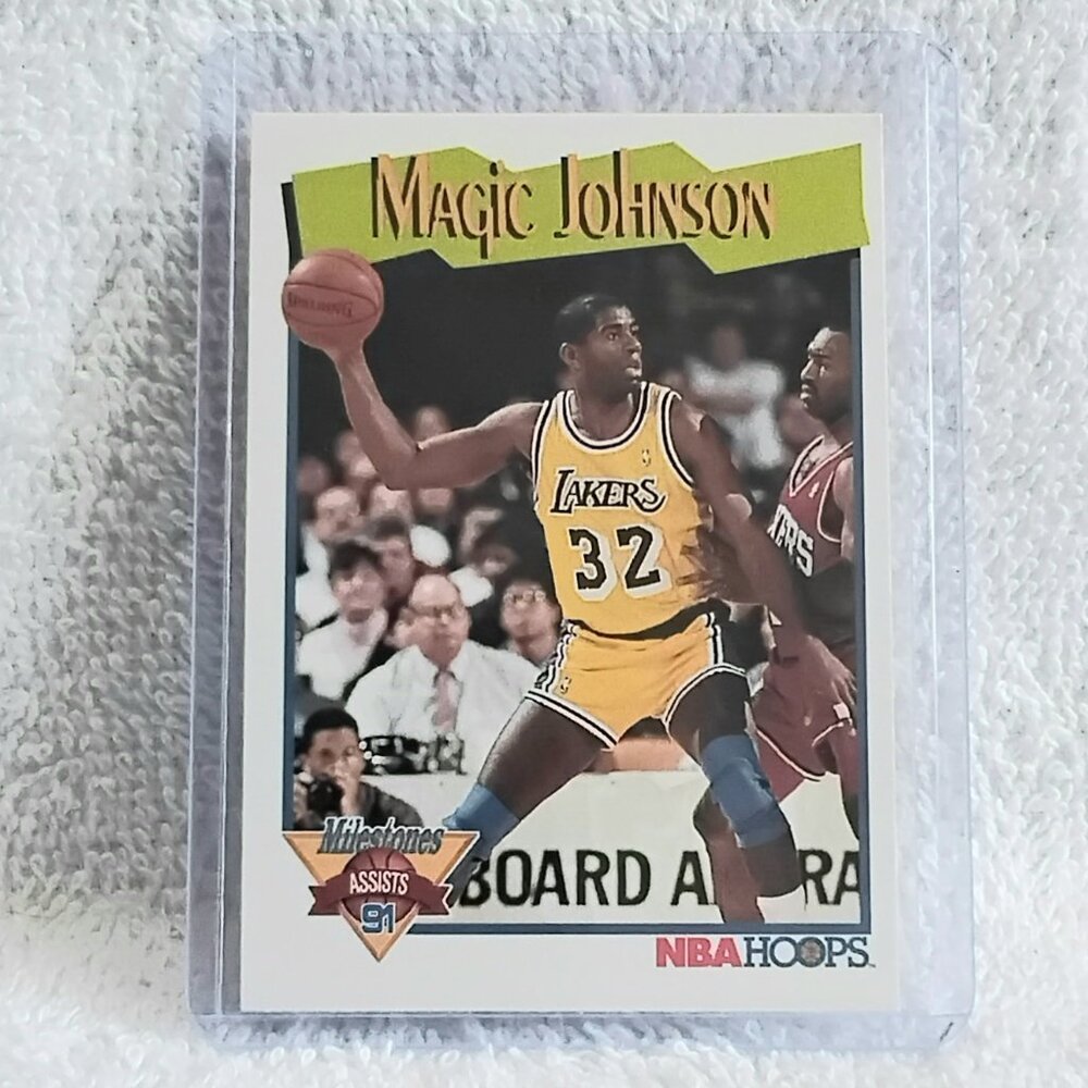 5/$20 Mint 1991 NBA Hoops Magic Johnson Milestone Assists NBA Card 316!!